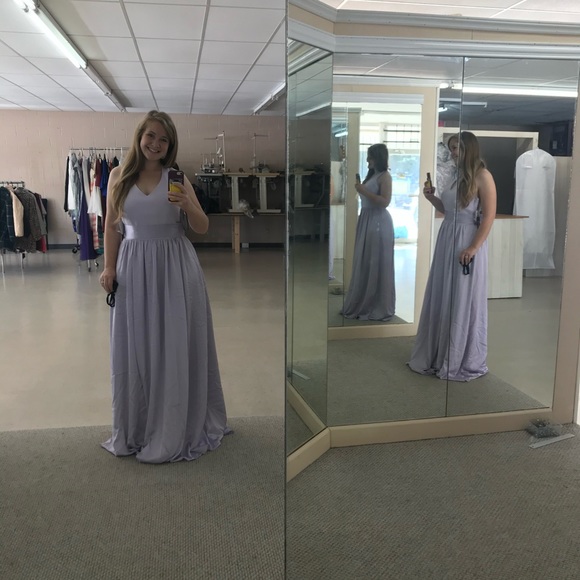 Vera Wang V-Neck Halter Gown with Slit - Iris - Picture 4 of 6